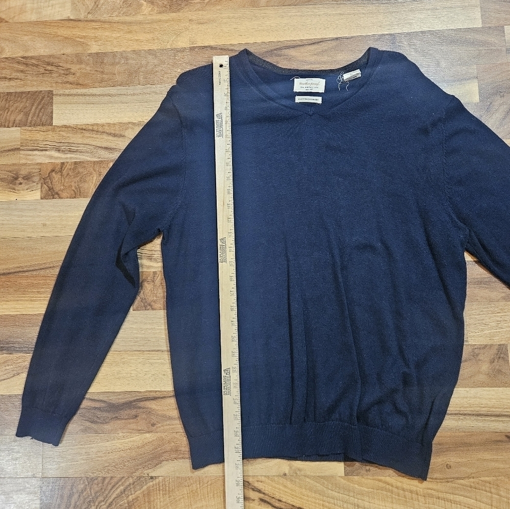 Weatherproof Cotton Cashmere V-neck sweater Blue Medium - Picture 9 of 9
